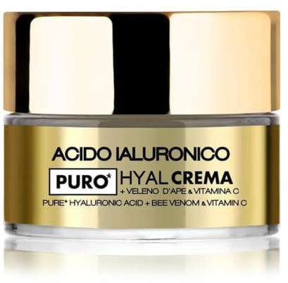 Crema viso HYAL con acido ialuronico puro a doppio peso molecolare, Veleno d'Ape e Vitamina C, idratazione intensa e immediata a doppia profondità (1x50ml) - Wonder Company