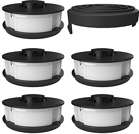 Ersatzspulen Spule passend für Einhell Elektro Rasentrimmer GC-ET 4530 Fadenspule Spule Trimmerspule Spulendeckel Haube Mähfaden für Rasentrimmer Freischneider Motorsense (5x Spule + 1x Haube)