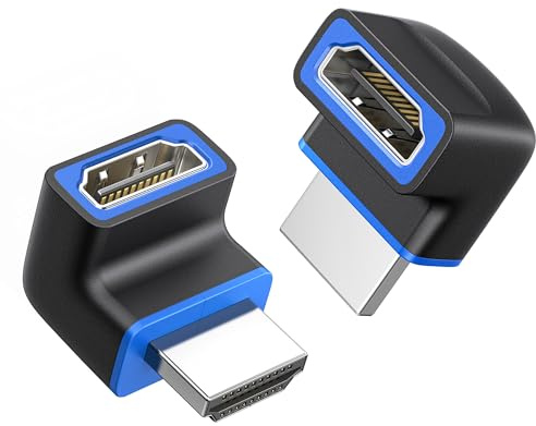 Cable Matters Lot de 2 Adaptateurs HDMI 2.1 coudés 8K, 48Gbps, 270° | 8K@60Hz, 4K@240Hz, HDMI mâle vers femelle, HDR, VRR et ALLM, angle 270° idéal pour les espaces restreints