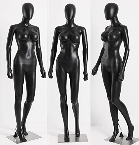 abstrakte Schaufensterpuppe schwarz weiß in matt Schaufensterfigur weibliche Schaufensterpuppen großer Brustumfang ohne Gesicht (schwarz)