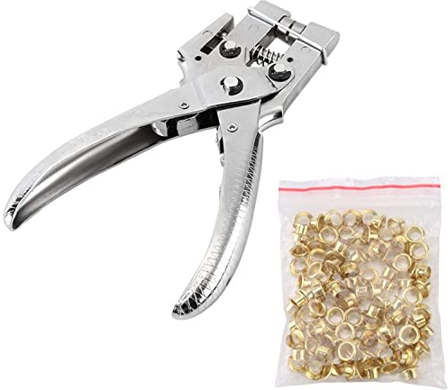 Pinze per Occhielli, Occhielli 100 X 4,5 Mm Inclusi, Pinze per Occhielli in Acciaio Al Carbonio, per Tessuti, Vestiti, Scarpe, Borse e Artigianato, Uso Professionale e Fai-da-te