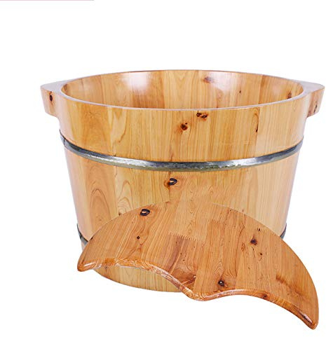 Foot Tub Wooden Foot Basin Solid wood foot bath barrel, household high-deep barrel wood over the calf, solid wood footbath small wooden barrel foot Bath Wooden Bucket Foot Spa Household Wash Ba