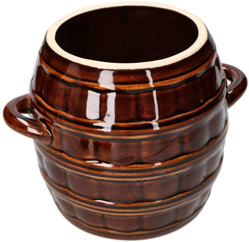 KOTARBAU® Keramik Gärtopf 2,5 L Keramikfass Steinzeugtopf Gurkentopf Sauerkrauttopf Steinzeug Steingut Einmachtopf Steinzeuggefäß Tontopf Glasiert Braun