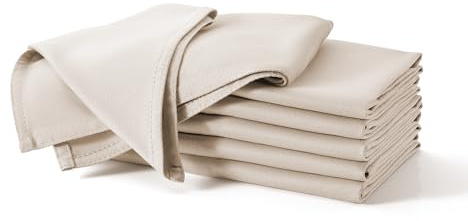 JF.kitchen® | 12 tygservetter med vikinstruktioner av extra högkvalitativ bomull 40 x 40 cm (beige)
