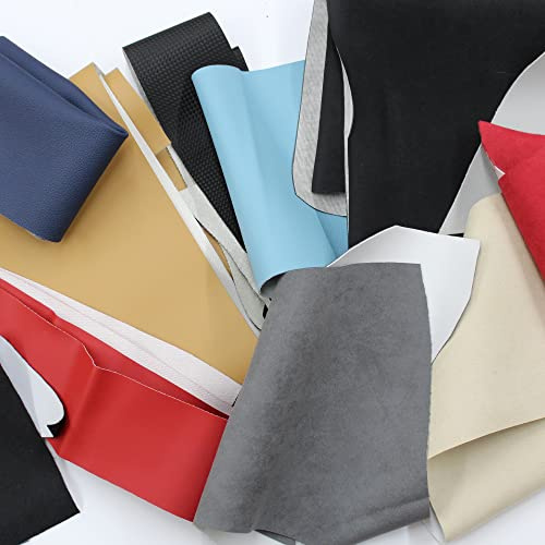 econuk - Slots in similpelle multicolore con texture in pelle, resti in ecopelle, varie dimensioni, ideali per tappezzeria, artigianato, patchwork e progetti (500 gr.)
