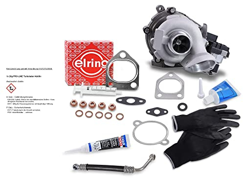 BESTPRICE 1x Turbolader, 1x Ölzulaufleitung, inkl. Montagesatz, 1x 20g Turbolader Additiv, Kompatibel mit BMW 5er (E60), 5 Touring (E61), X3 (E83)