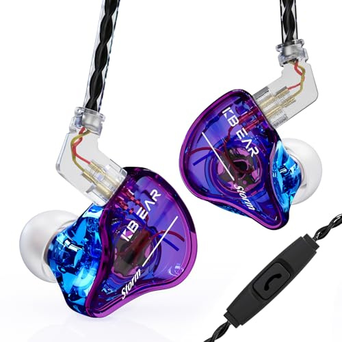 YINYOO KBEAR Storm Professionelle In-Ear-Monitor-Kopfhörer für Sänger, Schlagzeuger, Musiker, maßgeschneiderte kabelgebundene In-Ear-Kopfhörer IEM, hochauflösendes, abnehmbares, versilbertes OFC-Kabel