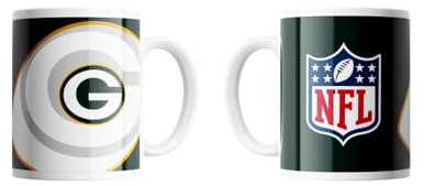 Green Bay Packers NFL Tasse Becher Kaffeetasse Mug ** Shadow Logo and Shield ** 330 ml
