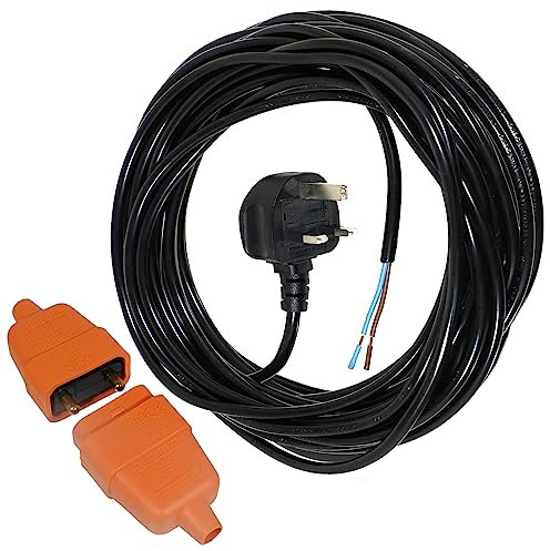 SPARES2GO 12 Metre Cable & Lead Plug + 2 Core Pin Coupler Connector Socket for Power Tools Drill Saw Jigsaw Planer Router Sander (12m)