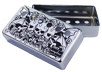 Guyker Humbucker Tonabnehmerabdeckung (50mm/52mm Stangenabstand) - Cupronickel Bridge und Neck Pickups Rahmen Set Ersatzteile für Les Paul LP Style E-Gitarre, Three Skull Pattern, Chrom