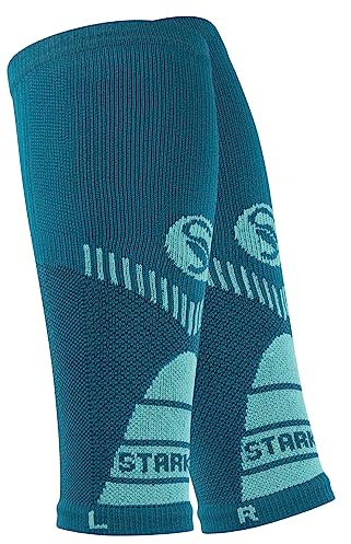 STARK SOUL 2 Paar Waden Kompressionsstrümpfe ohne Fuss für Damen und Herren, Sport Wadenstulpen, Wadenbandage, Beinlinge, Petrol, Gr. S