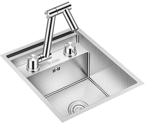 Impianti Lavello Invisibile Silver Con Rubinetto Abbattibile Mini Lavandino Della Stanza Di Lavoro Del Bar Dell'hotel Lavello Da Incasso Soprapiano Piccolo Lavabo cucina ( Color : Silver , S : 42*42*2