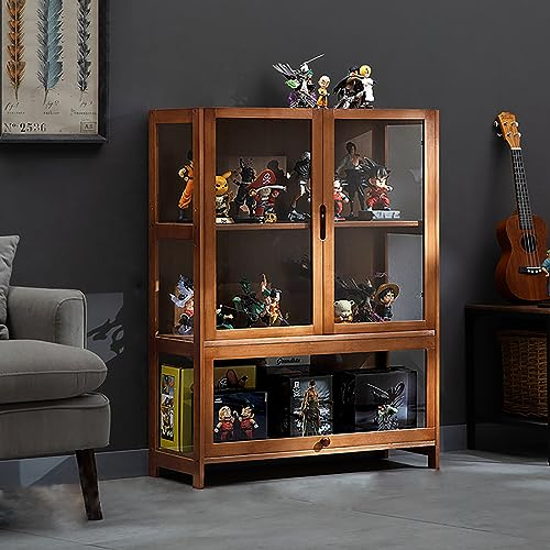JSLJDM Vitrinenschrank Sammlervitrine Stehend Standvitrine Glasvitrine Acryl Vitrine Standvitrine Acryl Vitrine Doppeltüren Großer Kapazität Sammlervitrine Handgefertigtes Lagerregal für Waren