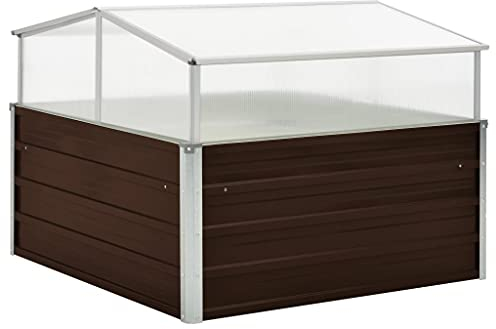 ZEYUAN Gewächshaus Braun 100 x 100 x 85 cm Verzinkter Stahl, Frühbeet, Tomatenhaus, Growbox, Treibhaus, Greenhouse, Garten Zubehör