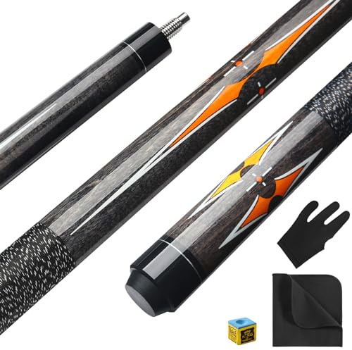 ASMPCUE Pool Queue, 58 Zoll Billard Queue Kanadischer Ahornholz Pool Cue 13mm Spitzen für Professionelle Billardspieler, 1/2 Maple Queue Sticks für Billard Tisch Sport (Grau)