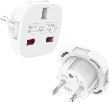 VIEVRE 2 Stück UK auf EU Adapter, 10 A, 1500 W, Typ G für Deutschland | Innenkontakte aus Reinem Kupfer, ABS-Gehäuse, 110 bis 250 V, für Typ C, E und F, ohne Spannungswandlung