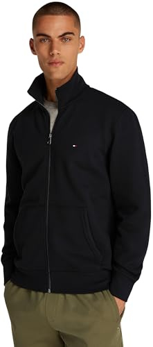 Tommy Hilfiger Herren Sweatshirt mit Reißverschluss Essential Fleece Stehkragen, Schwarz (Black), M