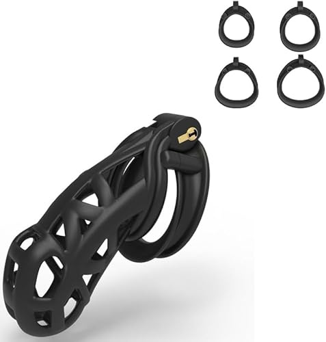 Cage de protection noire pour homme au design 3D, avec 4 anneaux -AA4 (XXL)