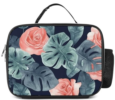 Isolierte Lunchtasche für Damen und Herren, wiederverwendbare Lunchbox, Aquarell-Monstera-Muster, auslaufsicher, Kühlbox für Picknick