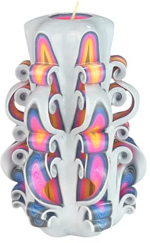 Candela di Design Fatta a Mano, Candela Decorativa Inodore Ø6.5 x h15 cm, Candela Cilindrica a Combustione Lunga 56 ore, Stoppini in Cotone Senza Fumo, Decorazione Domestica Ideale e Regalo Versatile