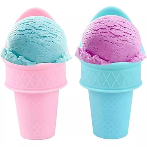 2PCS Kids Ice Cream Cone Holder, Reusable Ice Cream Scoop Mini Frozen Treat Cup Snow Cone Rack for Birthday Party Gatherings