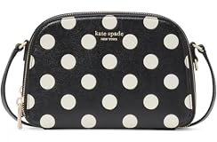 kate spade new york Women's Devin Breezy Dot Embossed Saffiano Leather Double Zip Dome Crossbody, Black Multi, One Size