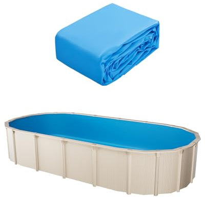 VEVOR Revêtement de Piscine Ovale, 610x375x147 cm, Doublure Chevauchement Vinyle Calibre Standard, Résiste à l'usure, Rétention d'eau, pour Piscines Hors Sol à Parois Hauteur 132 cm, Couleur Unie