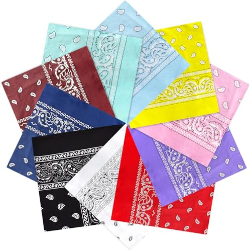 ZENO 10 Pack Bandana Colore Misto – 100% Cotone & Fibre Naturali – Foulard Senza Poliestere – Alta Qualità, Morbida, Resistente & Lavabile – Bandana Uomo e Donna – Unisex & Bambini