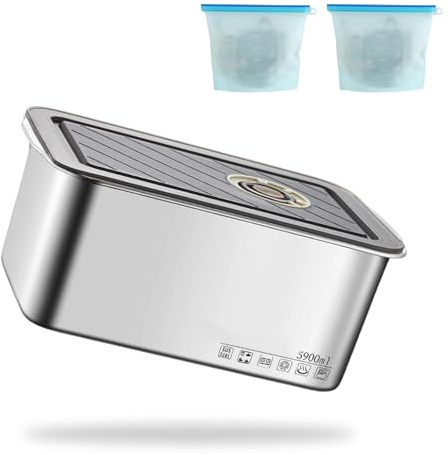 MYLERCT Frischhaltedosen, 5900ml Essen Aufbewahrungsbox, m 2 Silikon Beutel | Frischhalteboxen mit Deckel,Robuste 316 Qualität, Überdruckventil, Auslaufsicher, für Lebensmittel Konservieren Oder Erhitzen