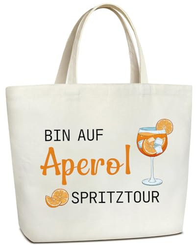 Coolgaga Aperol Geschenk Tasche, Große Einkaufstasche für Frauen, Freundin, Kollegin, Aperolliebhaber, Aperol Accessoires Tragetasche für Frauenpartys, Sommerpartys, Strandpartys, JGA
