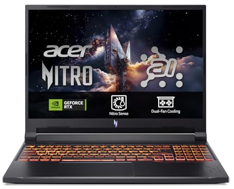 Acer Nitro V 16 AI ANV16-42, Ordenador Portátil Gaming 16, WUXGA IPS (AMD Ryzen 7 260, 16 GB RAM, 512 GB SSD, NVIDIA GeForce RTX 5050, Sin Sistema Operativo) Negro, Teclado QWERTY Español