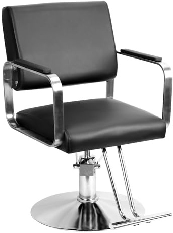 Tifemap Friseurstuhl Höhenverstellbar mit hydraulischer Pumpe, Barber Stuhl 360° Drehbar, Friseur Stuhl, Friseurstühle für Friseure Spas Tattoo-Salons, Salonstuhl belastbar bis 150 kg (Schwarz-1)
