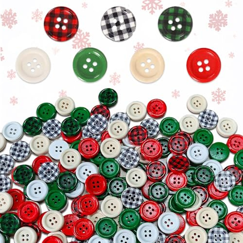 Weihnachten HolzKnöpfe, 200 Stück Weihnachtsknöpfe Holz, Weihnachtsknöpfe, Nähen Handwerk Knöpfe, Winter-Weihnachtsknöpfe, für DIY Scrapbooking Knöpfe Weihnachtsdekoration