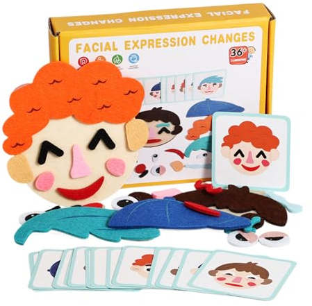 Yonuaret Kinder Gesichter Puzzle Spielzeug - Spiel Zur Emotionalen Entwicklung Mit Lernkarten,Emotionales Ausdrucksspielzeug | für Kinder Zuhause Weihnachten Outdoor-Party Vorschule Geburtstag