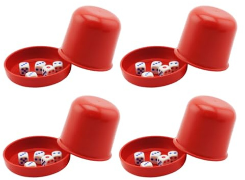 CVUTOVO Set da 4 Coppe per Dadi Spesse con Base Antirottura Contenitore per Dadi da Bar Ktv con Coperchio Anti-imbroglio Accessori per Giochi da Tavolo e Serate con Amici