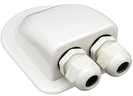 Scatola passacavi a doppio ingresso Pannello solare Tetto Passacavi Passacavi Cavo Camper Bianco Doppio foro RV Accessori for auto for yacht per Roulotte e Barche(Double Hole White)