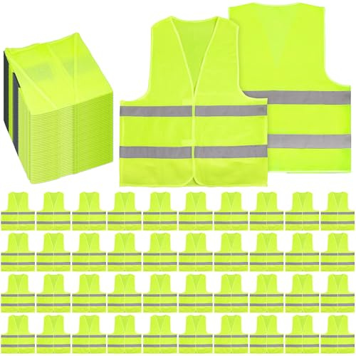 40er-Pack Warnwesten Auto Gelb, Reflektorwesten Set mit 2 Reflektorstreifen