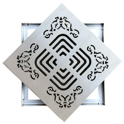Rejilla Desague Empotradas para Exteriores, Tapa de Registro Cuadrada y Marco, para Jardines y Piscinas(15x15x3cm/6x6x1in)