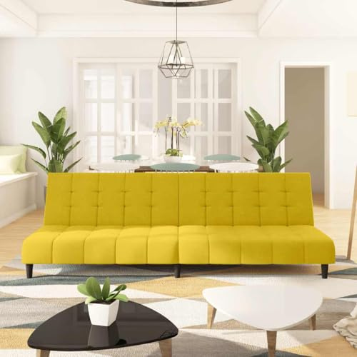 Mimdixy Küchensofa Couchsofa Polstersofa,Schlafsofa 2 Sitzer Gelb Samt,Doppelsofa Für Wohnzimmer,Wohnung,Büro,Kann Schnell Installiert Werden