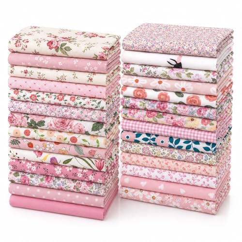 EXGOING 30PCS Cotton Fabric Squares 25x25cm (10x10) | Fat Quarters Fabric Bundles, For Quilting, Sewing & Patchwork, Precut Floral Cloth Fabric, For DIY Crafts & Home Décor