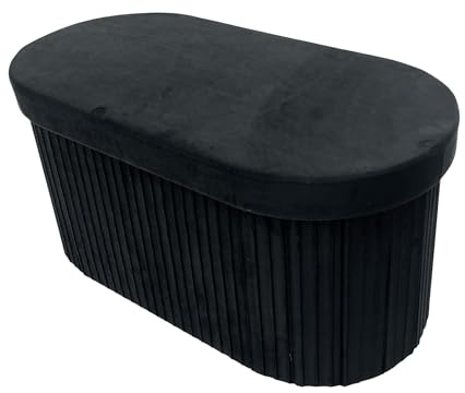 Polsterbank ÉLAN - 80cm - schwarz - Samt Stauraum faltbar Schaumstoff
