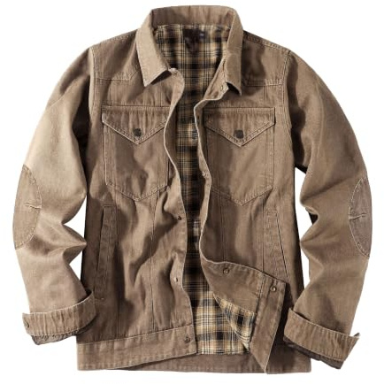 Flanellfodrad denimjacka för män smal passform vintage jeanskappa | Med fickor, klassisk passform, , knapptruckerrockar, vindtät andningsbar, kläder för arbetsresor