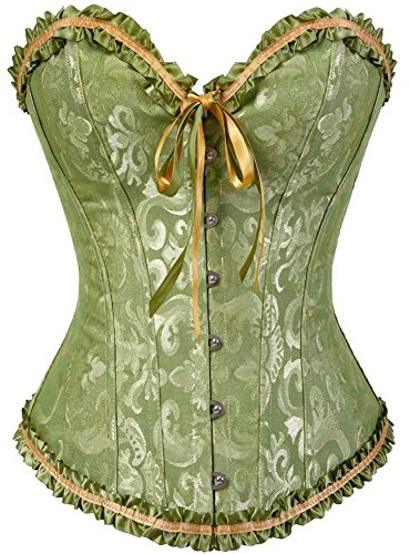 Korsett topp bustier underkläder för kvinnor dragkedja fram blomma sexig burlesk vintage, Grön 819, L