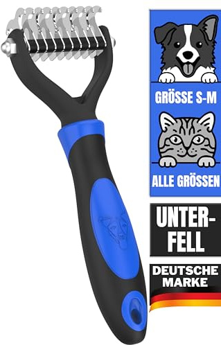 DEZENDO® - Unterfellbürste für Hunde & Katzen mit MITTEL- & LANGHAAR (Gr. S-M) - Hundebürste & Katzenbürste gegen Verknotungen & für Fellpflege (ohne ziepen) - Fellbürste für Unterwolle & Unterfell