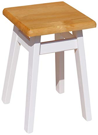 koma Schemel Kiefer Holz Hocker Massive Weiß (Alder)