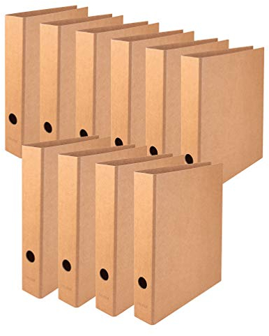 Original Falken 10er Pack Vegan-Ordner Pure Nature. Made in Germany. 5 cm breit DIN A4 Braun Aktenordner Briefordner Büroordner Pappordner Schlitzordner