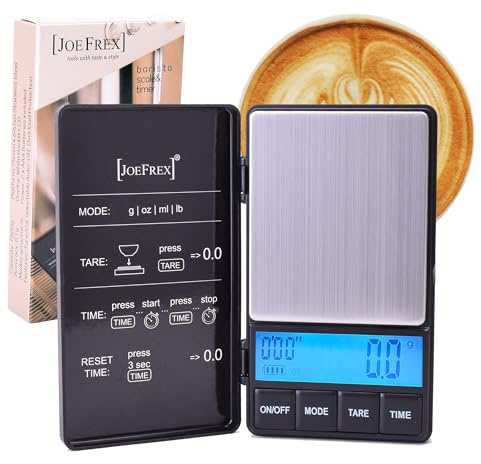 Kaffeewaage mit Timer - Espresso waage inkl. Batterien - Exakte Feinwaage mit Countdownfunktion - Espressowaage - Küchenwaage - Coffee Scale by JoeFrex