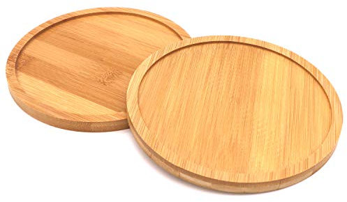 Sottovaso rotondo in bambù, 15,2 cm, confezione da 2 pezzi, per vasi da fiori moderni in ceramica