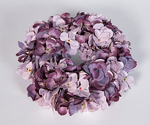 Seidenblumen Roß Hortensienkranz 32cm (Pastell) JA künstlicher Kranz künstliche Hortensien … (Lila-Mauve)