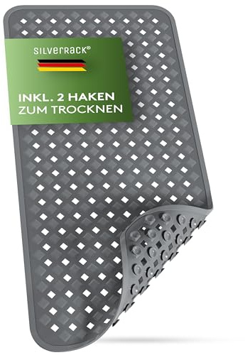 SilverRack Badewannenmatte Antirutschmatte 88x40 cm Anthrazit | Badewanne BPA frei für Kinder und Babys, Duschmatte schimmelresistent, maschinenwaschbar, Badematte rutschfest